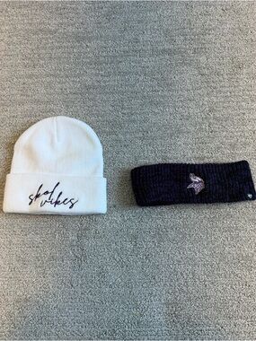 White Knit Beanie with Script Embroidery - Women’s Hat